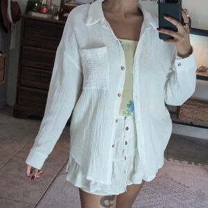 White Button-Up Top